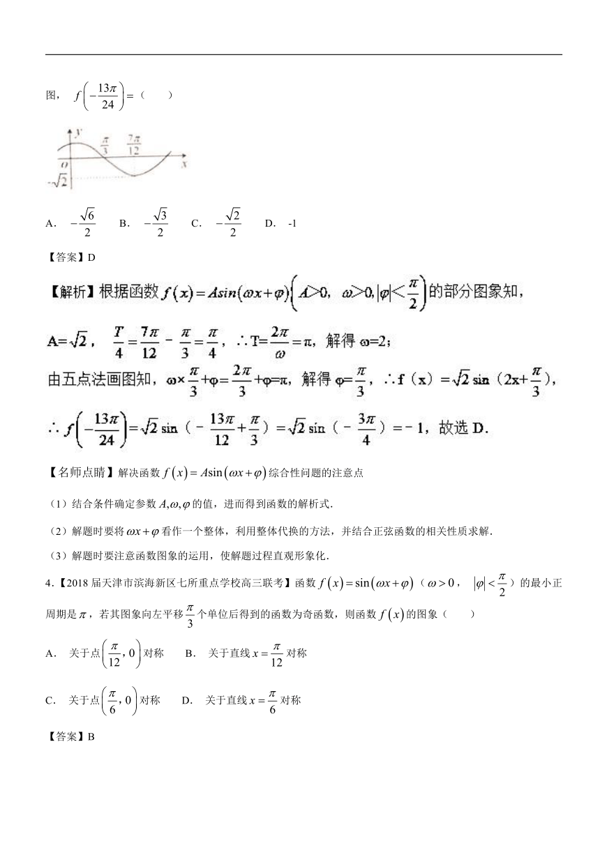 专题6三角函数图象及其性质、三角函数图象变换-2018年高考数学（文）母题题源系列（天津专版）