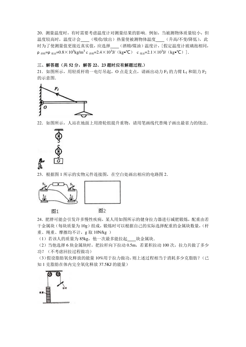 安徽省安庆市望江县华阳中学2017届九年级（上）期中物理试卷（解析版）