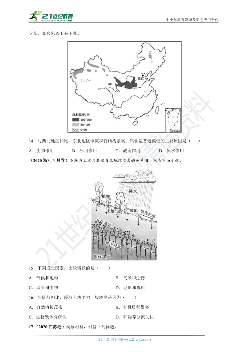 2019-2021年高考地理真题分类汇编专题五自然地理环境的整体性与差异性（WPS打开，解析版）