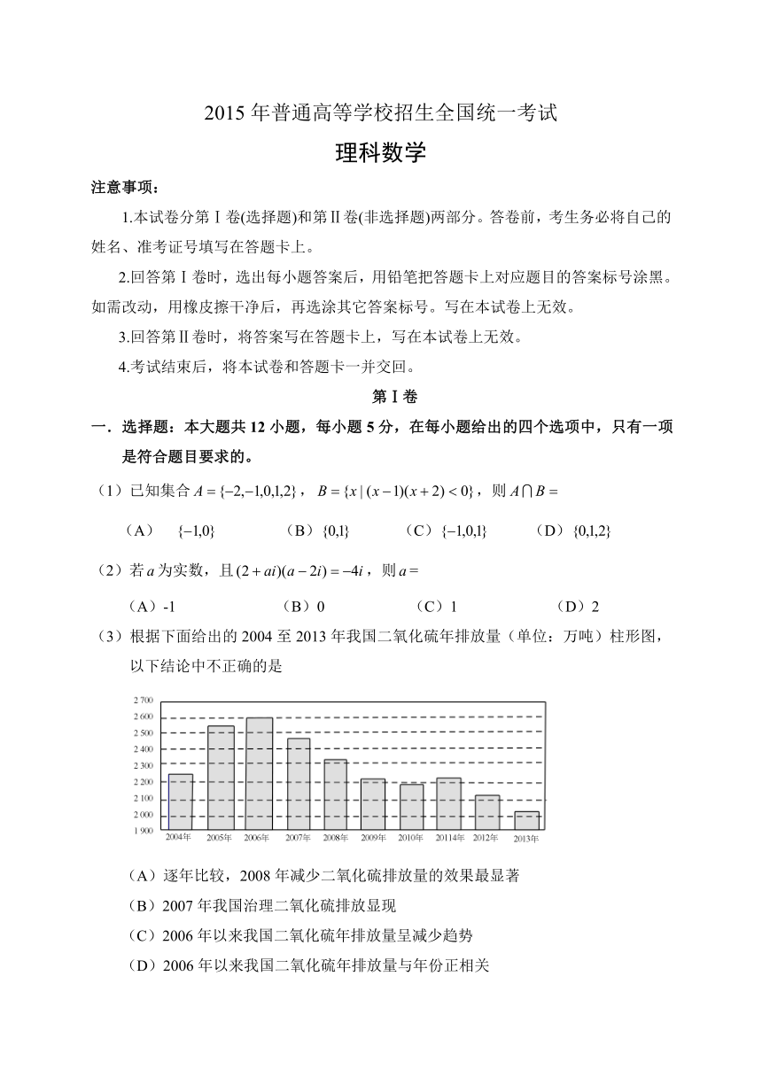 2015年高考真题：理数（新课标二）