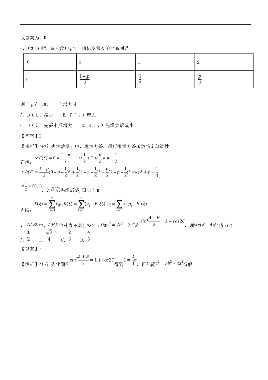 2017-2018学年下学期期末复习备考之精准复习模拟题高二数学（浙江版）（B卷02）