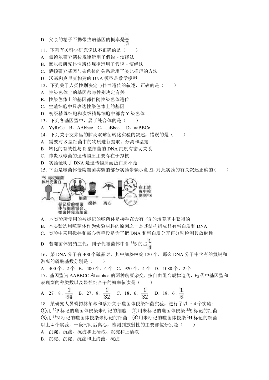 吉林省长春十一中2015-2016学年高一（下）期中生物试卷（解析版）