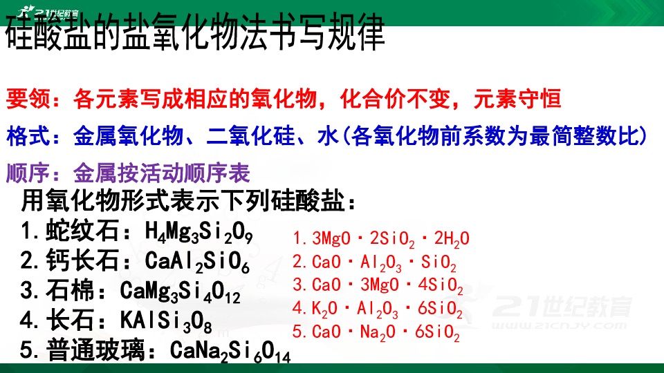 高中化学人教版必修1第四章第一节4.1.2 硅酸盐和硅单质课件（共19张ppt）