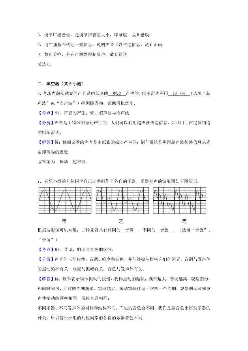 2018年中考物理专题讲解第二讲声现象（含解析）