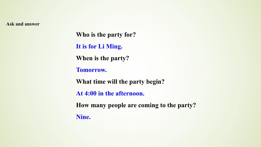 Unit 4 Lesson 21 A Party for Li Ming 课件  15张