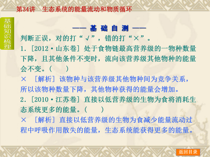 【新课标人教通用，一轮基础查漏补缺】第34讲 生态系统的能量流动和物质循环 （51ppt）