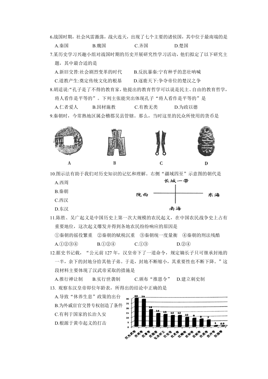 常熟市2017-2018学年第一学期初一历史期末考试试卷（含答案）