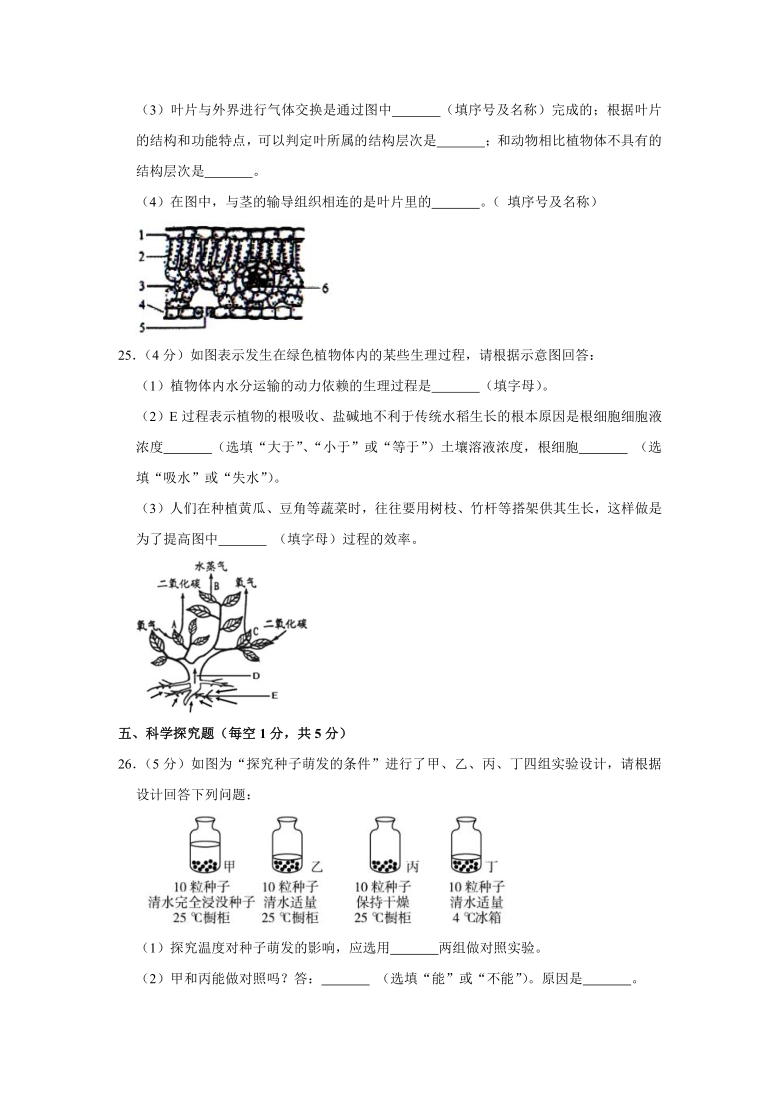 2020-2021学年辽宁省沈阳市法库县七年级（上）期末生物试卷 (word版含解析）