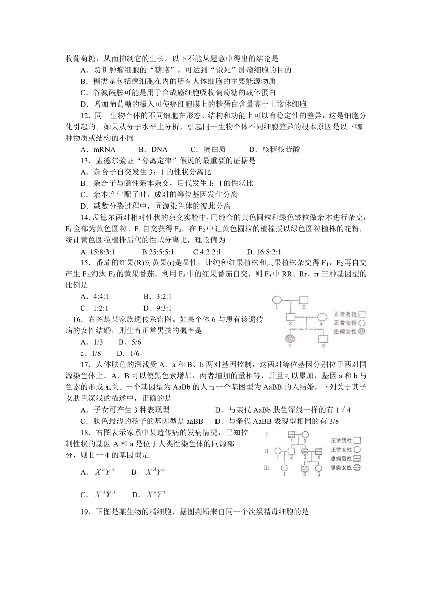 河南省郑州市2014届高三第一次质量预测试题 生物 Word版含答案