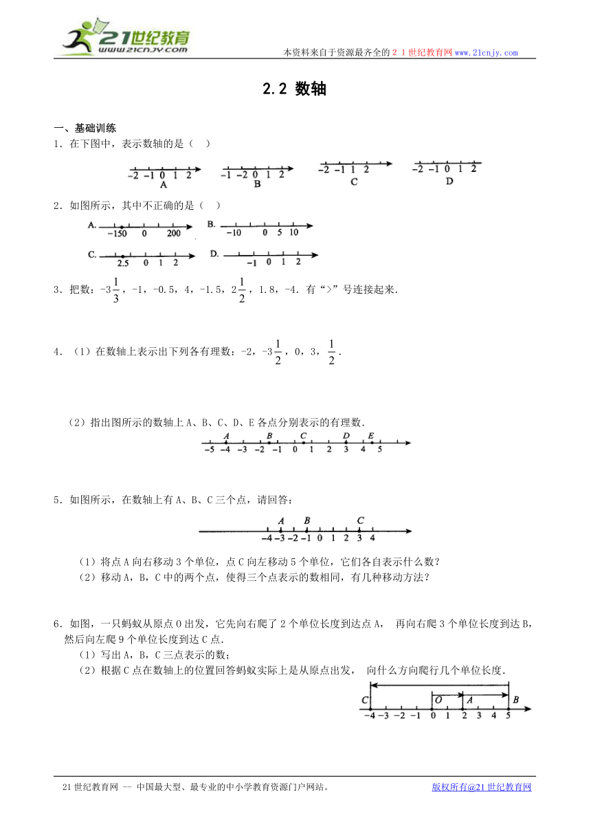 2.2 数轴 练习