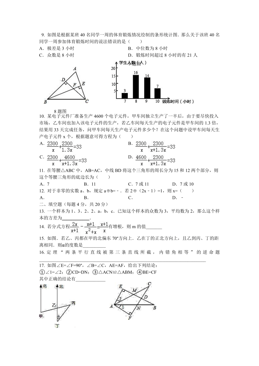 山东省临清市京华中学2013-2014学年八年级上学期第二次阶段性检测数学试题