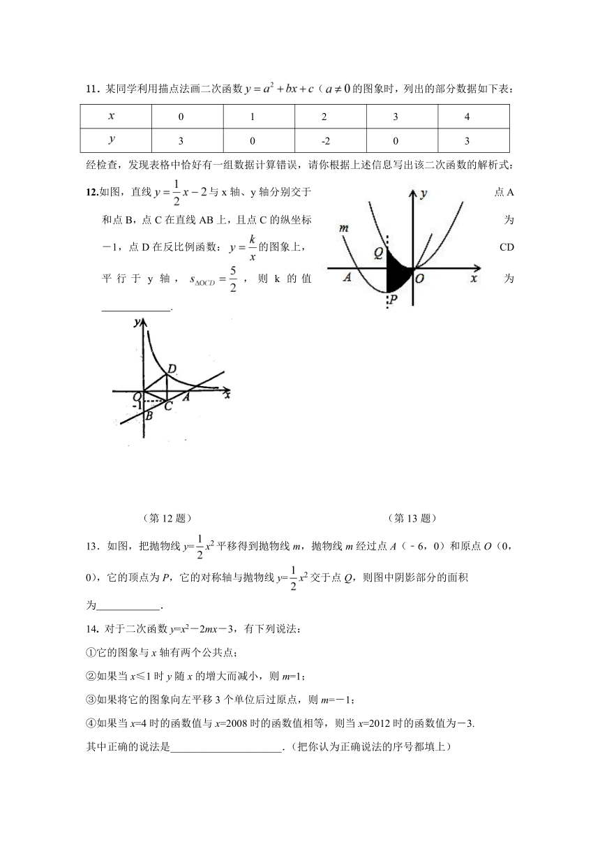 安徽省桐城市黄岗初级中学2016-2017学年九年级上学期第一次月考数学试题（含答案）