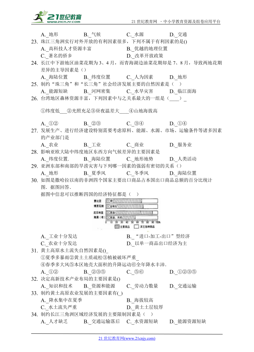 中考地理专题—影响因素题型训练