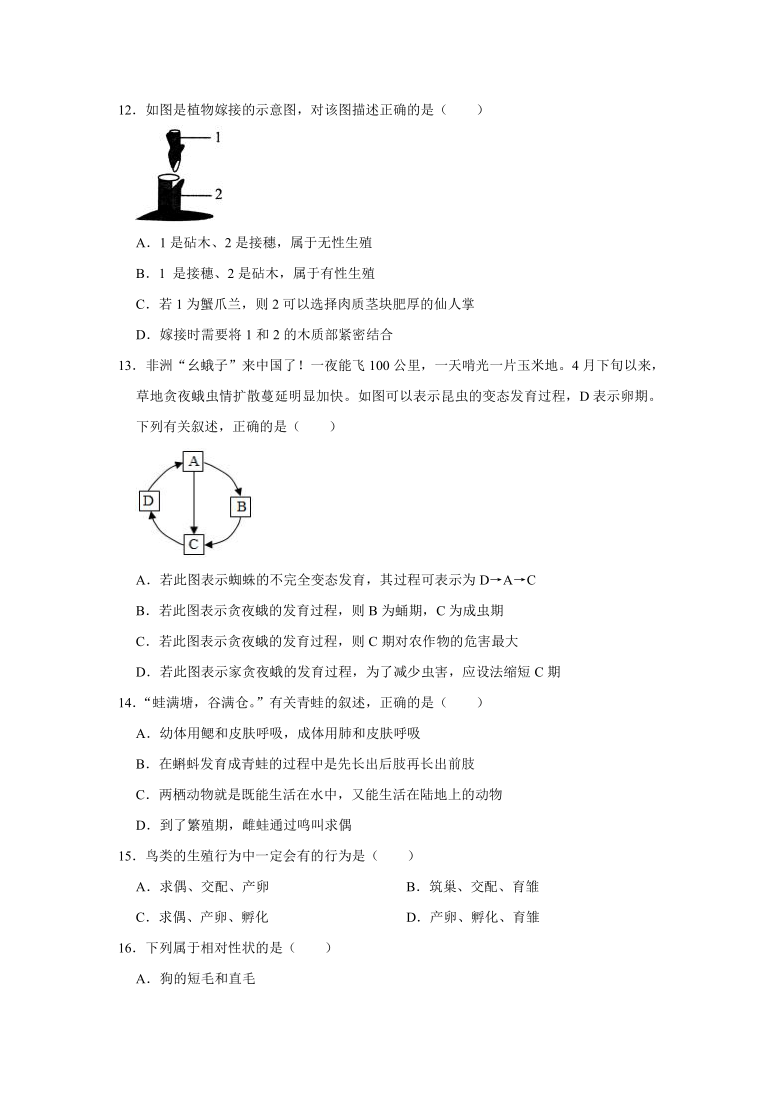 2020-2021学年湖南省娄底市涟源市八年级（上）期末生物试卷 （word版含解析）