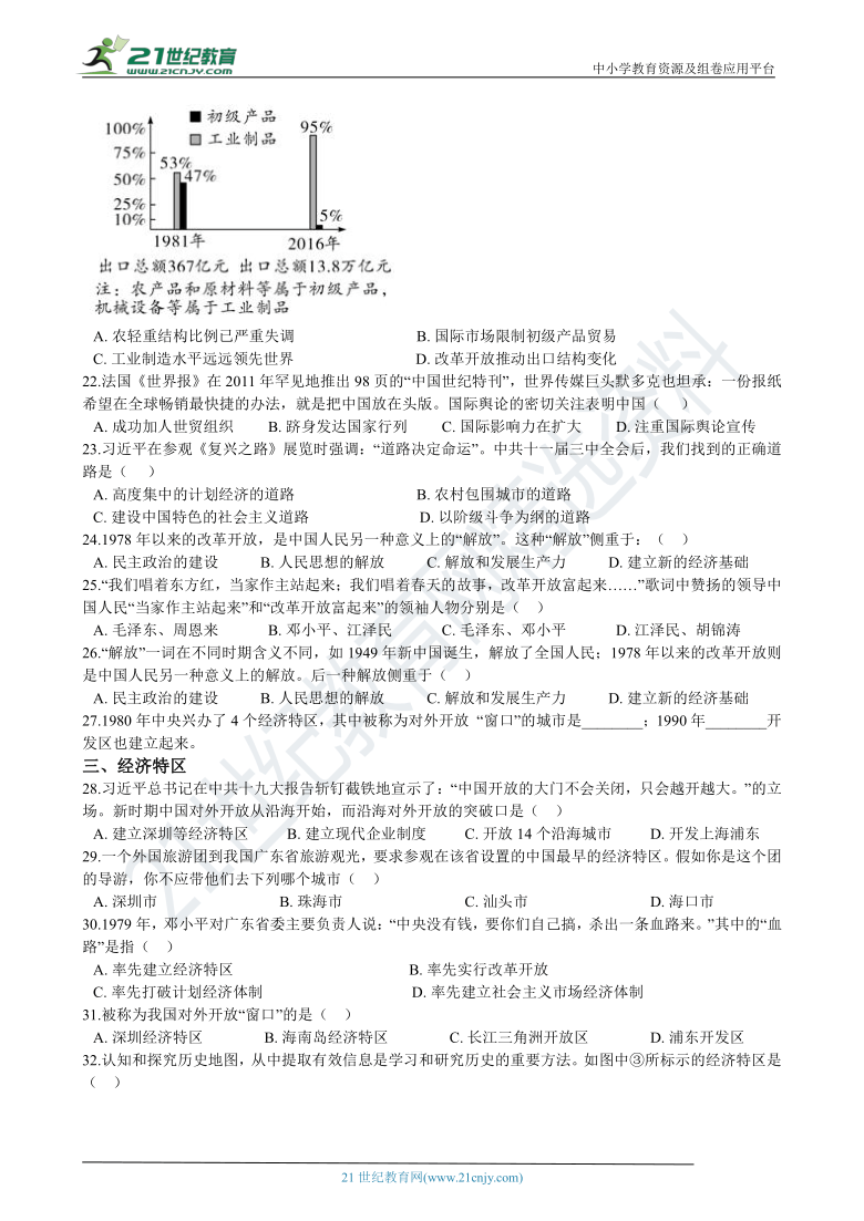 八下历史期中复习专题：06 改革开放（含答案解析）