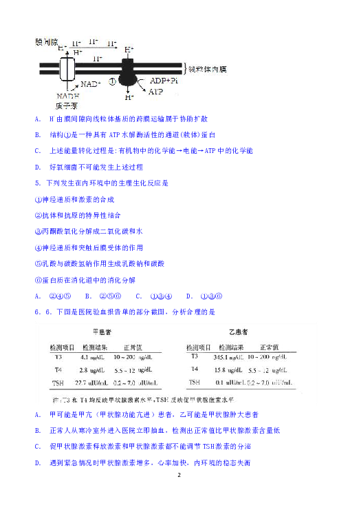 广东省惠来一中2018-2019学年高二上学期期中考试生物试题