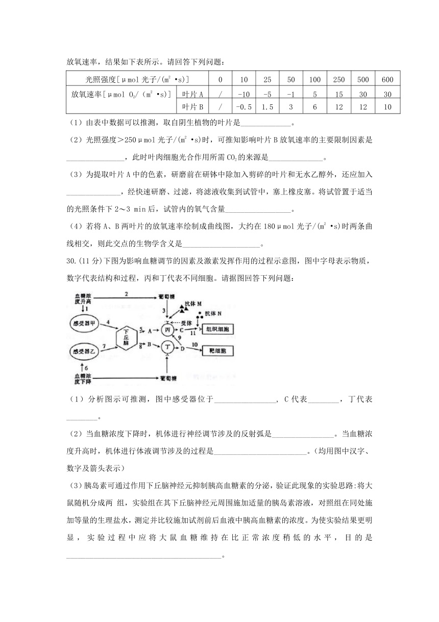 湖南省郴州市2017届高三第四次质量检测理科综合生物试题