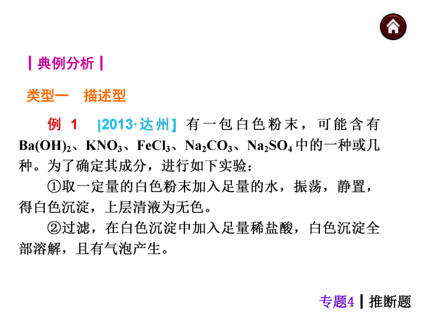 【中考夺分天天练】2014年中考化学（天津地区）总复习专题突破课件（专题特点+典例分析+自主训练）：专题4 推断题（含013年中考真题，共23张PPT）