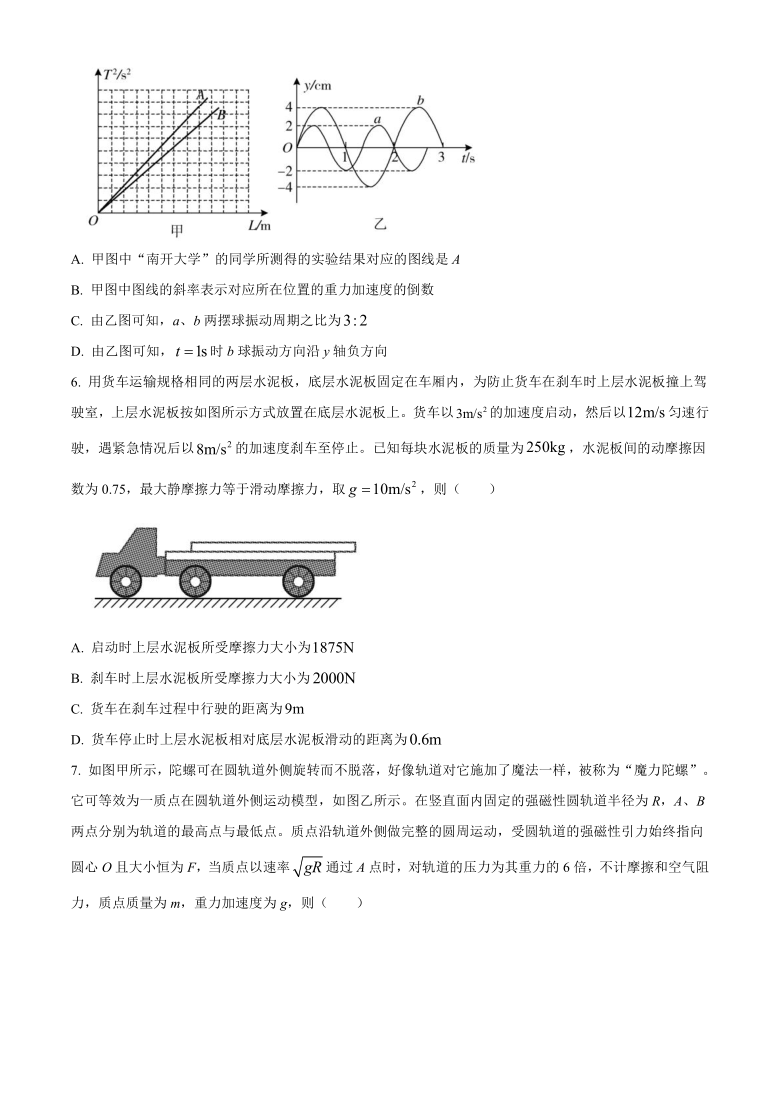 山东省济宁市2021届高三下学期3月模拟（一模）物理试题 Word版含答案