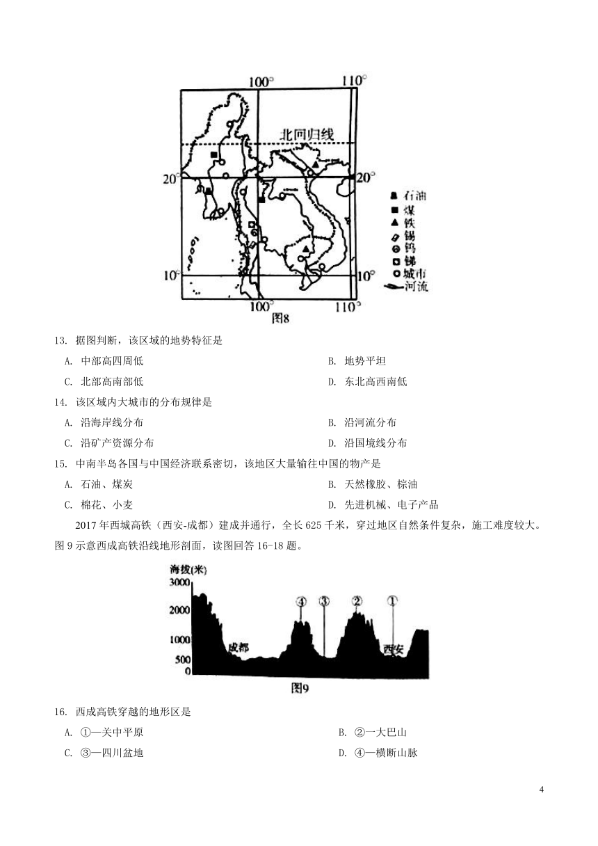 山东省潍坊市2018年中考地理试题（word版 含答案）