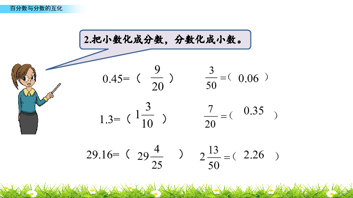 苏教版六年级上册数学课件6.3百分数与分数的互化 (共16张PPT)
