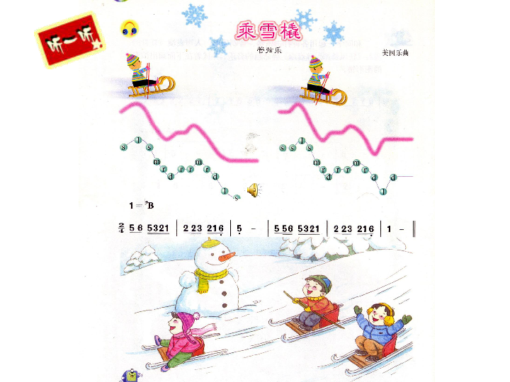 小学 音乐 人音版(简谱) 五年级上册 第7课 冬雪 乘雪橇全屏阅读找