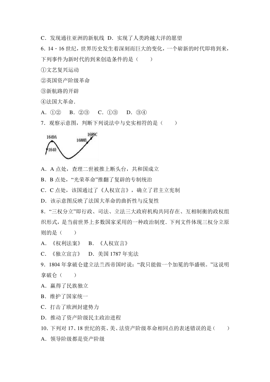 陕西省宝鸡市渭滨区2017届九年级（上）期末历史试卷（解析版）