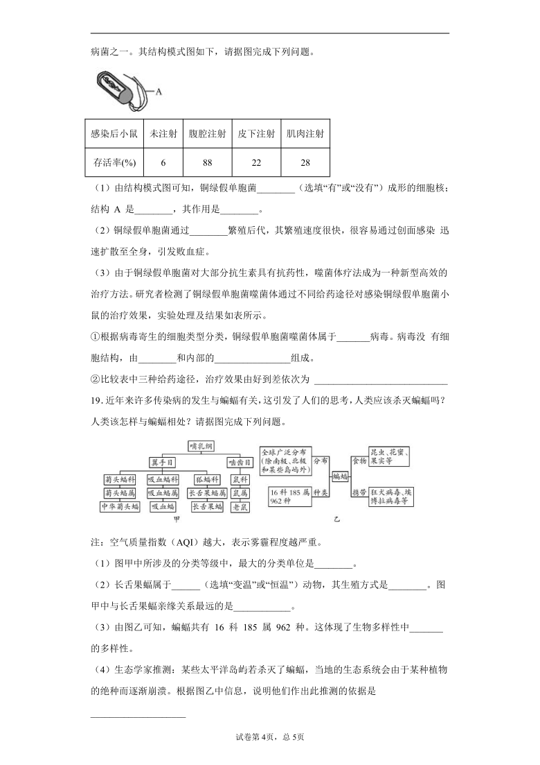 河北省承德市宽城县2020-2021学年八年级上学期期末生物试题（word版含解析）