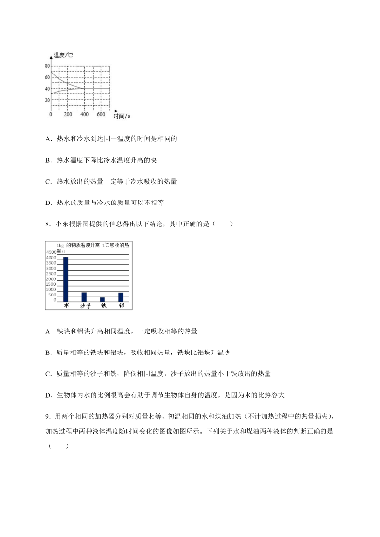 5.2热量比热容（二）（含答案）—2020-2021学年沪教版（上海）八年级第二学期物理同步检测（含答案）