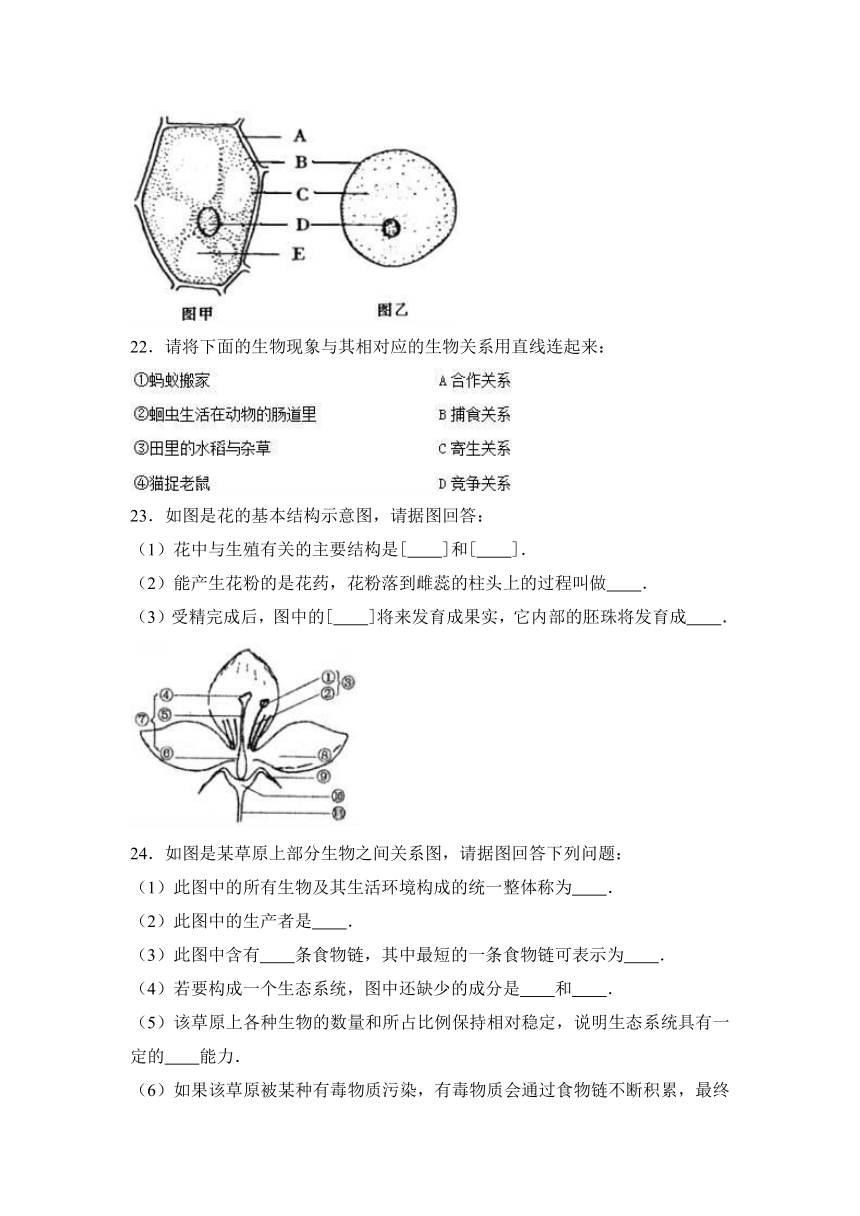 河北省邯郸市武安市2016-2017学年七年级（上）期末生物试卷（解析版）