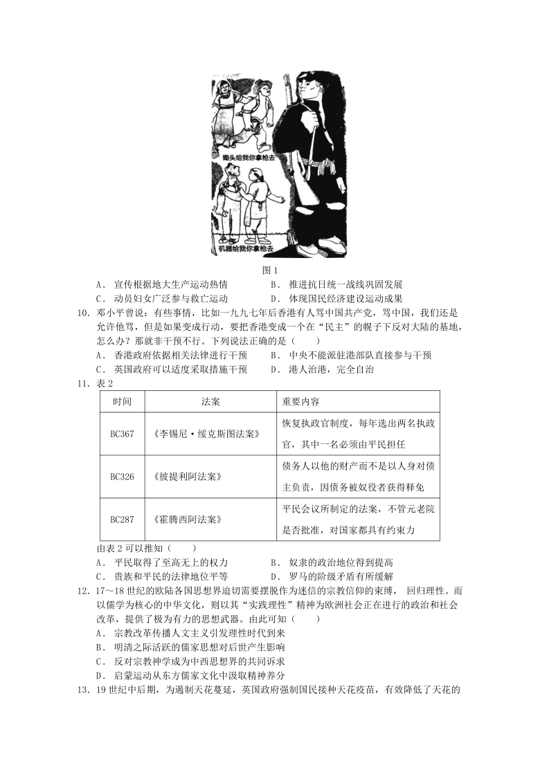 湖北省2021届高三高考压轴卷 历史 Word版含解析