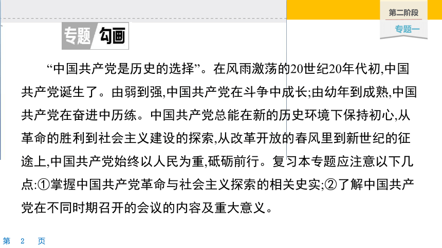 2021年河北历史复习 专题一：伟大的政党、光辉的历程 —中国共产党成立100周年  课件（34张PPT）