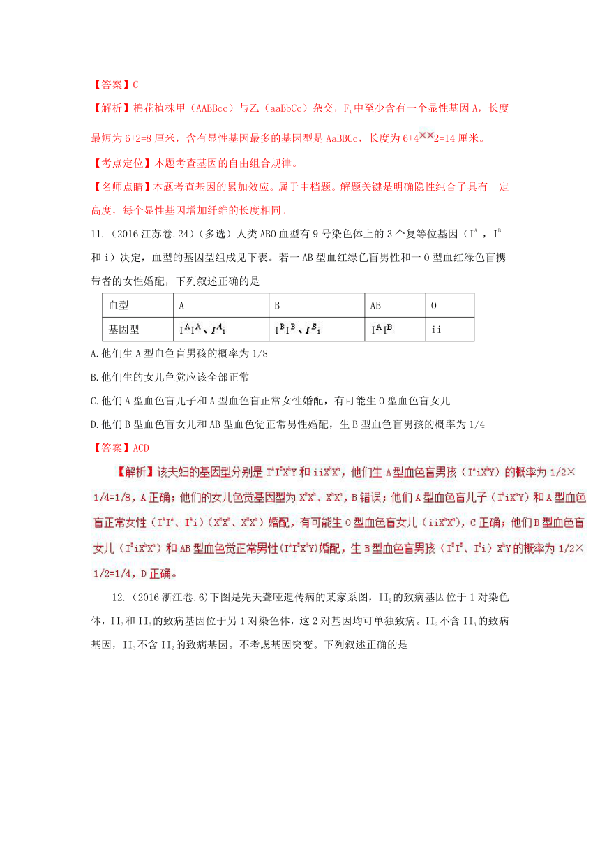 三年高考（2016-2018）生物试题分项版解析专题08+遗传的基本规律