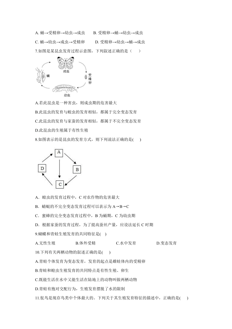 （人教版）2020-2021八下生物第七单元第一章 生物的生殖和发育 （基础卷）测试卷（word版含答案）