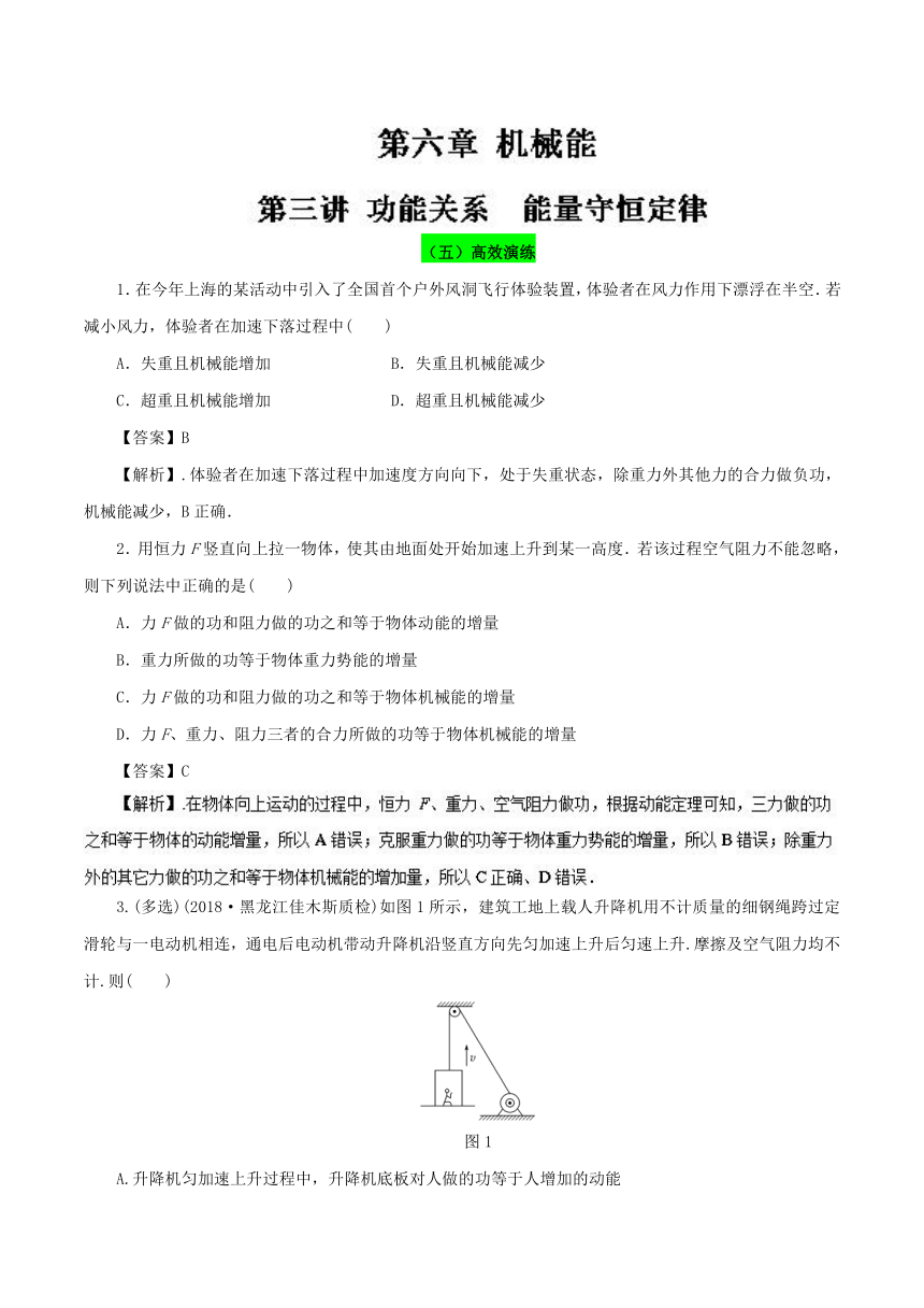 专题6.3功能关系能量守恒定律（高效演练）-2019领军高考物理真题透析一轮复习