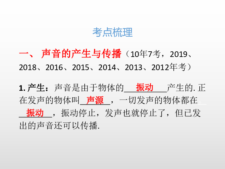 2020版中考物理课堂基础复习全国版 第二章  声现象（课件）48张PPT