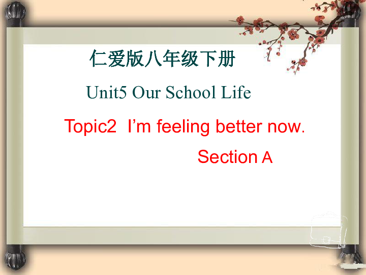 Unit 5 Feeling excited Topic 2 I’m feeling better now. SectionA课件18张