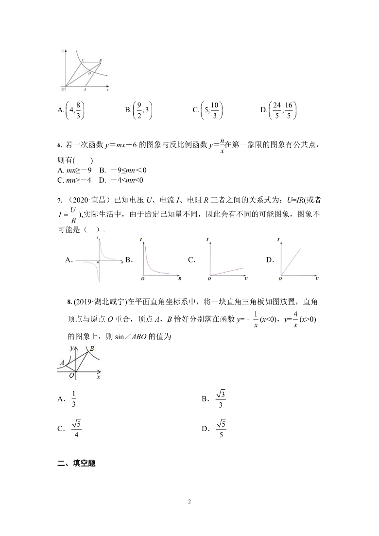 人教版 九年级数学下册 第26章 反比例函数培优训练（word解析版）