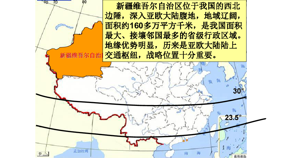 晋教地理八年级下册第七章2新疆──祖国面积最大的省级行政区域（共24张PPT）