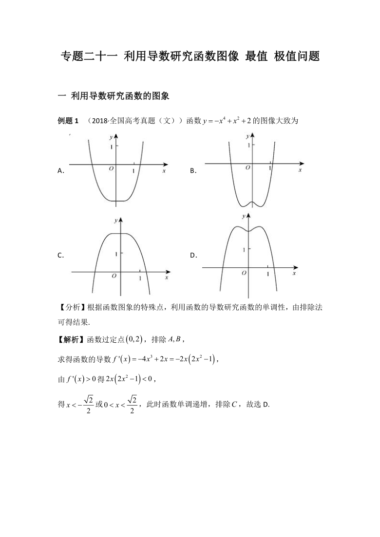 高三数学导数专题复习二十一利用导数研究函数图像最值极值问题