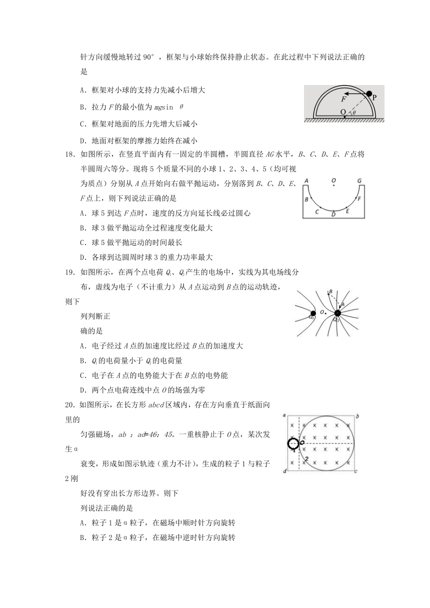 四川省眉山中学2017届高三5月月考物理试卷