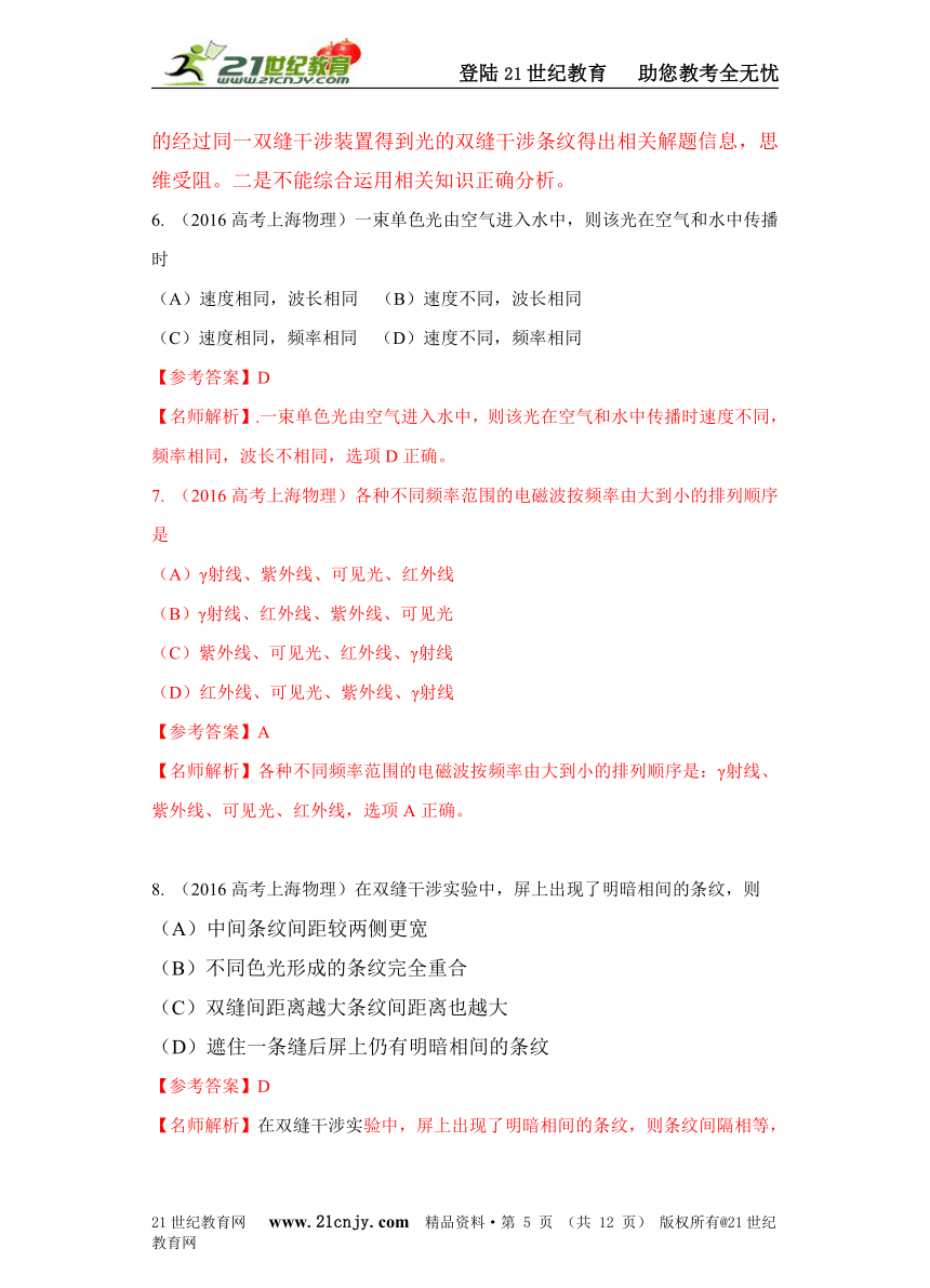 2016高考物理试题分类解析17