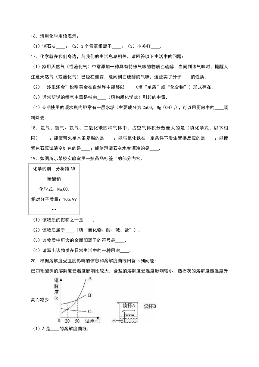 山东省潍坊市高密市朝阳中学2017年中考化学一模试卷（解析版）