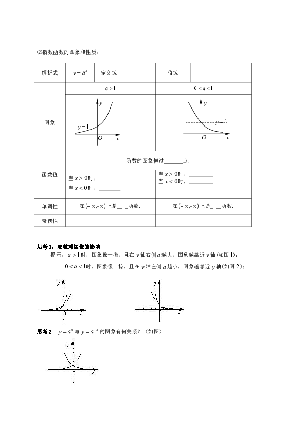 人教版数学必修1 指数函数单元复习学案