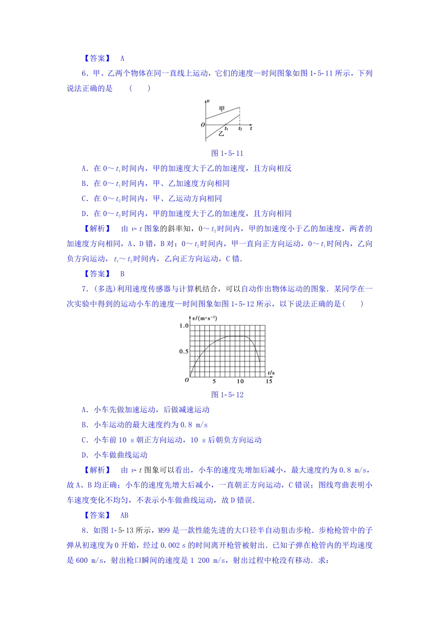 2017-2018学年高一物理新人教版必修一学业分层测评：第1章 5 速度变化快慢的描述——加速度5（含答案）