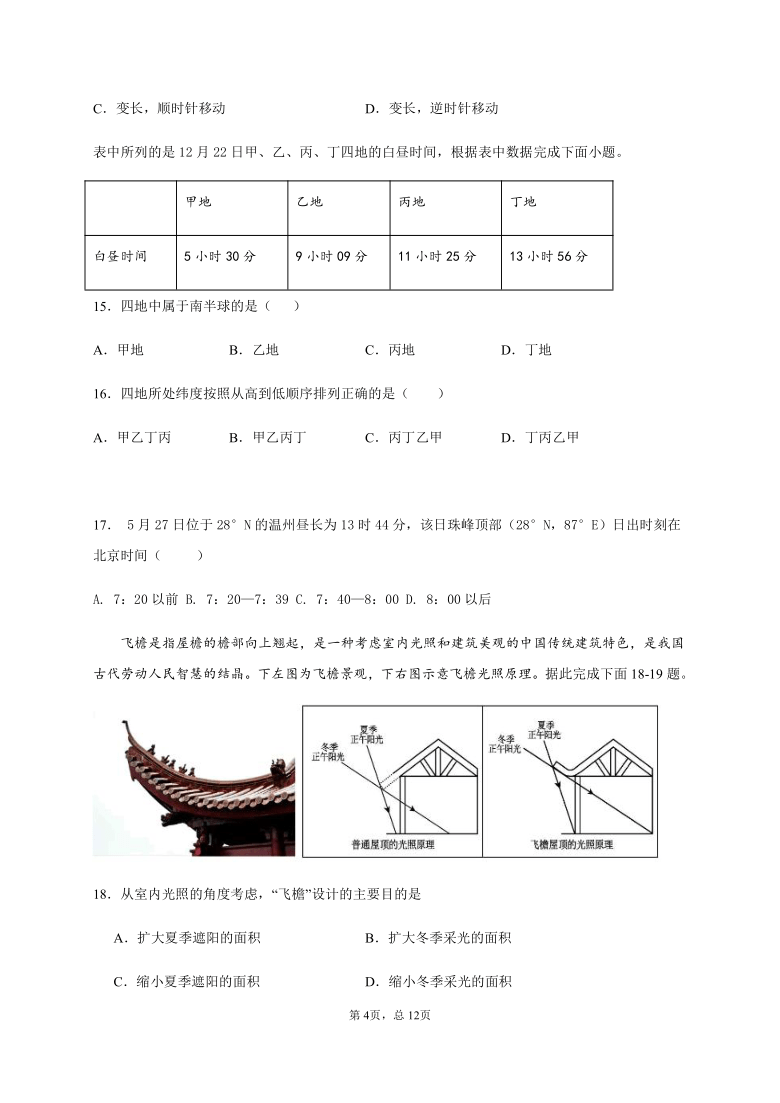 山西省祁县一中2020-2021学年高一10月月考地理试题（实验班） Word版含答案