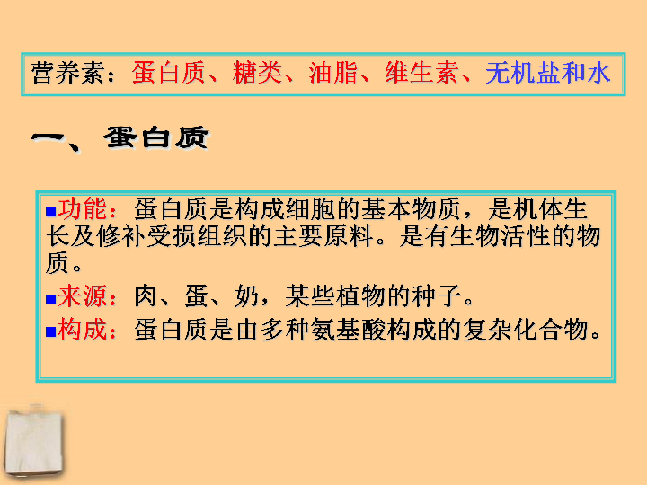 北京课改版九下化学 13.1食物中的营养物质 课件（30张PPT）