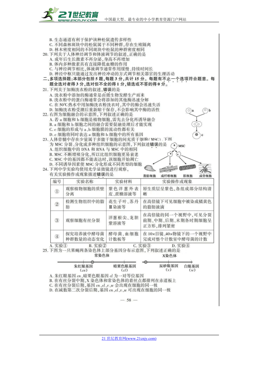 2018年江苏省高考生物试卷（图片版含答案）