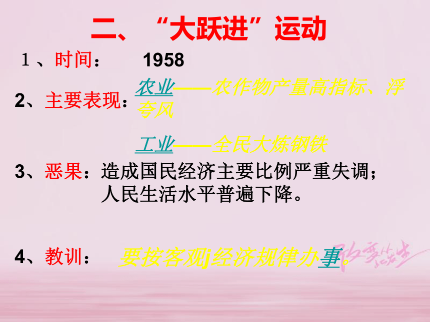 中华书局版历史八年级下册：第6课社会主义道路的艰辛探索课件