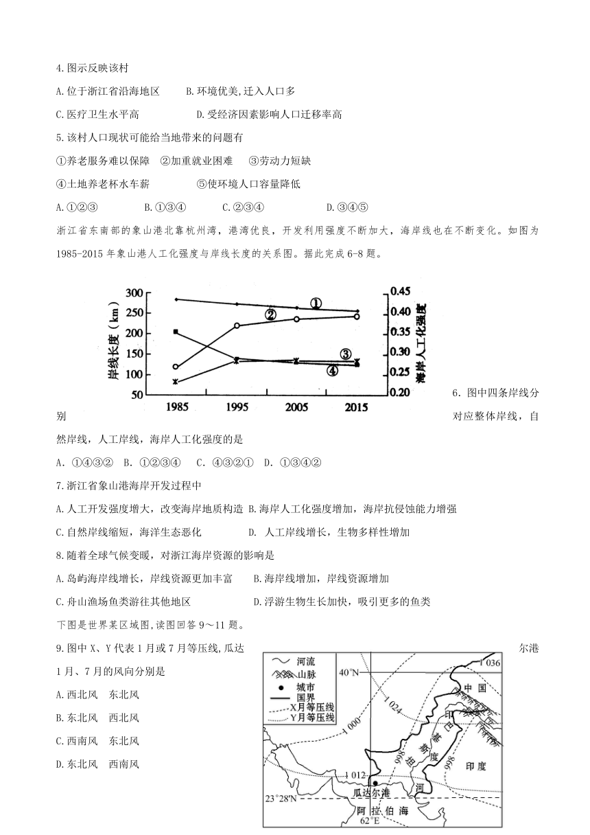 河南省息县第一高级中学2017届高三下学期第一次适应性测试文科综合试题 Word版含答案